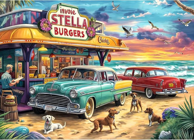 Detalle de Puzzle 1000 Teile „Seaview Campground“ – Erwachsenenpuzzle für Familie, 70 x 50 cm