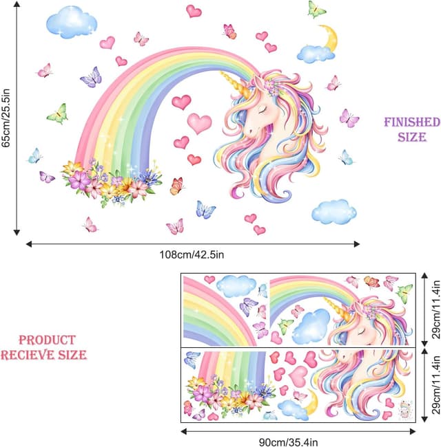 Detalle de Supzone Large Rainbow Wall Stickers 108×65 cm 🎨