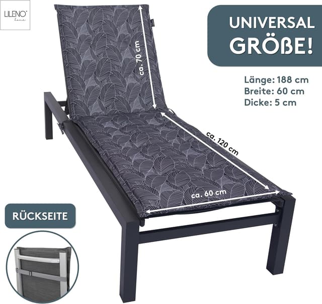 Detalle 2 de LILENO HOME Cojín Tumbona Jardín, Enrollable, Grises ☀
