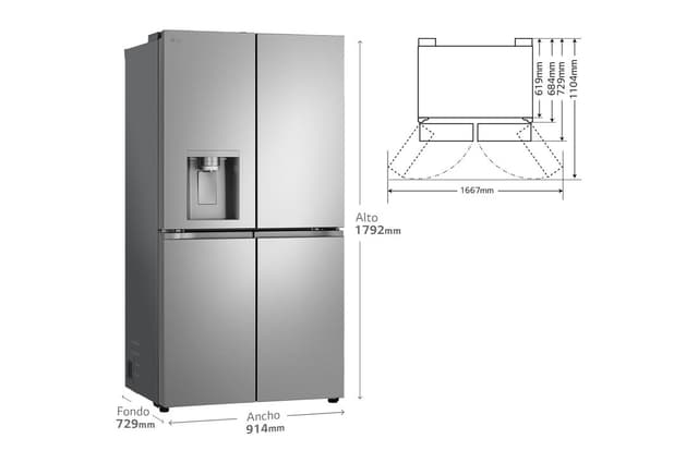 Detalle 2 de LG GMF961PY3E Frigorífico American Combi 646 L inox