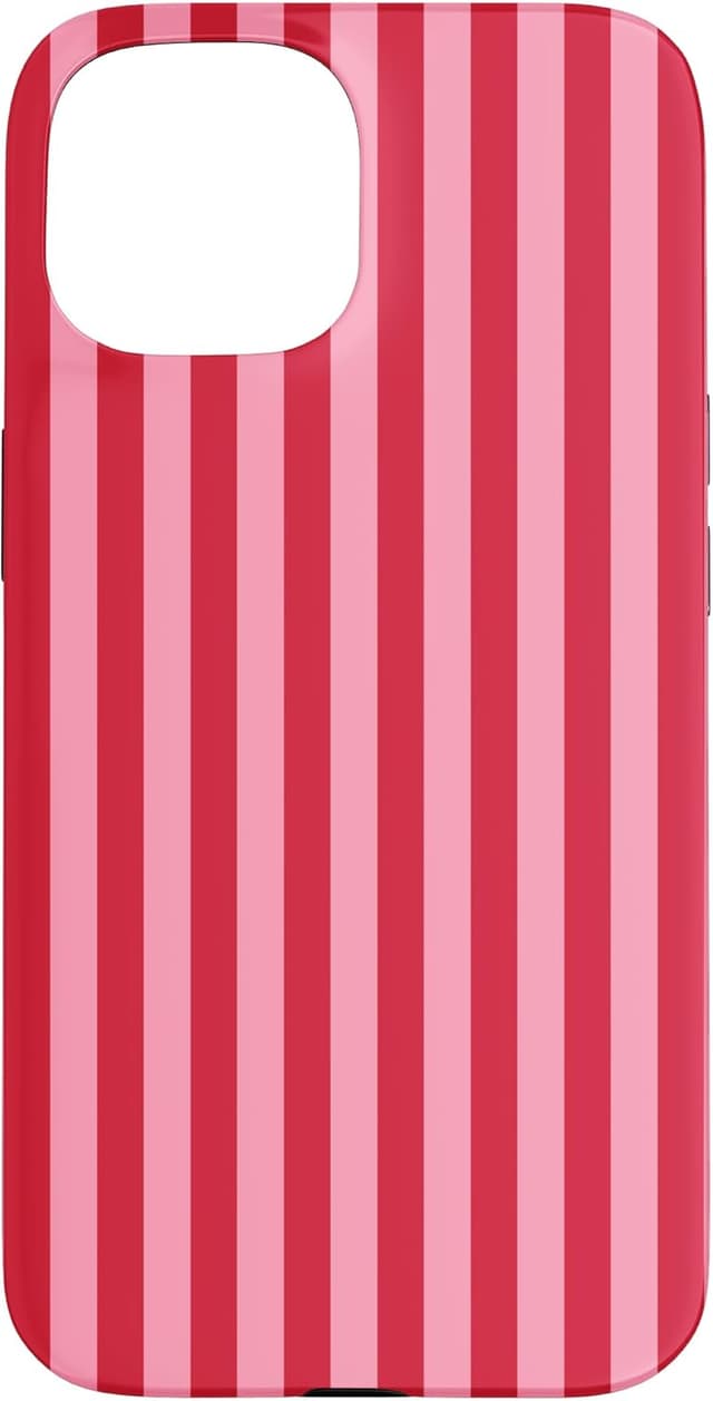 Detalle 2 de Coque Jolies lignes verticales pour iPhone 13 Pro : rayures roses et rouges au style rétro