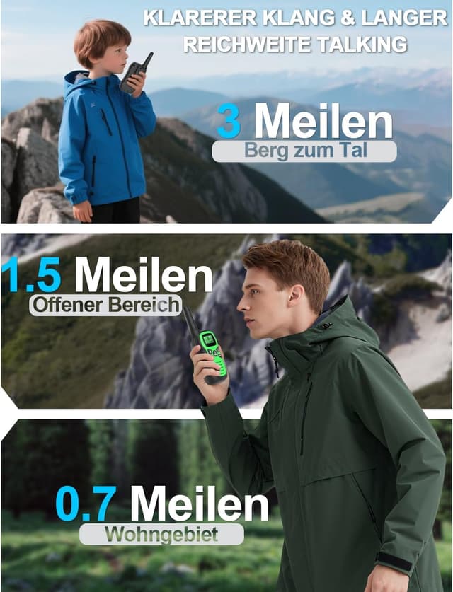 Detalle de Kinder-Walkie-Talkies mit Akku, 16 Kanälen, VOX & Tastatursperre – Walkie Talkie Geschenk für 3–12 Jahre
