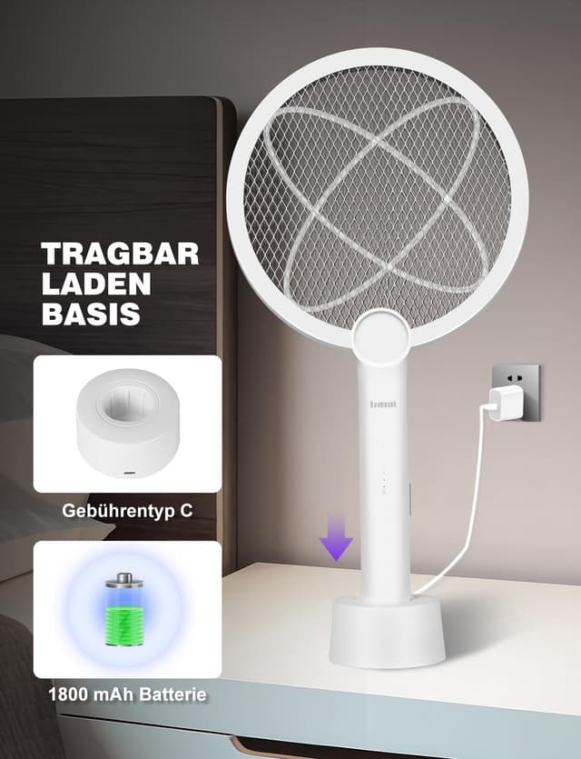 Detalle 2 de Bavmosek Fliegenklatsche 4000V mit Ladestation