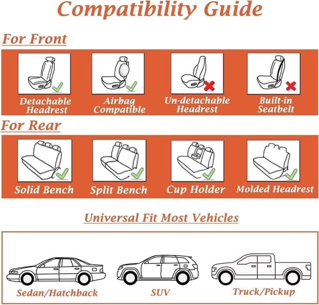 Thumbnail 6 de Coverado Coverado Seat Covers Full Set (Waterproof Nappa Leather), Universal 5-Seat Car Protectors for Most Cars—Black & Red