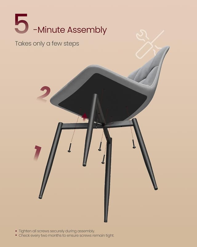 Thumbnail 6 de VASAGLE Velvet Dining Chairs (KDC080GN02) – Upholstered kitchen chairs, set of 4, slate grey