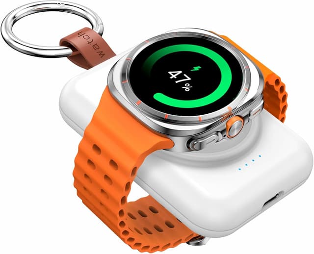 Detalle de ACEQINGSE Portable Charger for Samsung Galaxy Watch 8 (Wireless Magnetic 1800mAh Power Bank, White)