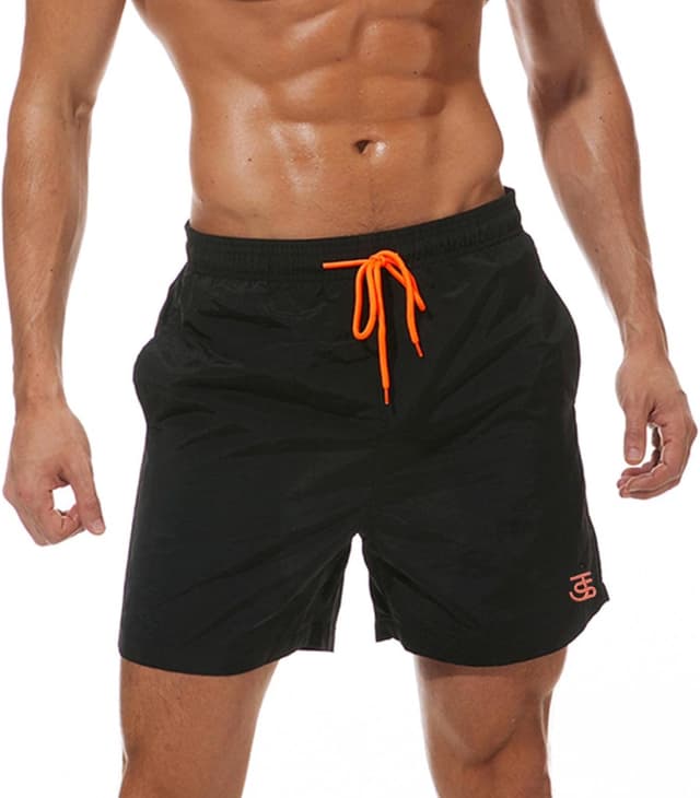 Detalle de JustSun Herren-Badehose mit Schnelltrocknung: Boardshorts mit Mesh-Futter und Tunnelzug