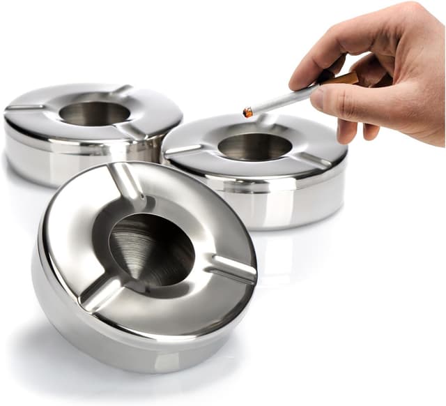 Imagen de com-four® 3x cenicero acero inoxidable Ø 11 cm en OfertitasTOP