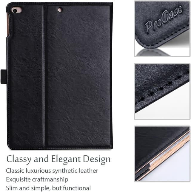 Detalle 1 de ProCase iPad 9.7-inch Leather Folio Case (Black) for iPad 6th/5th Gen, iPad Air 1 & Air 2
