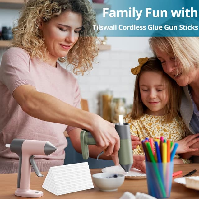 Detalle de Tilswall 4V Cordless Hot Glue Gun Kit (USB-C Rechargeable) with 20 x 7x140mm Glue Sticks