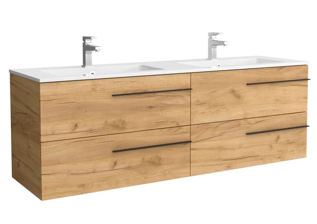 Detalle de Salgar Vilna mueble baño 4 cajones con lavabo 2 pozas 🚽