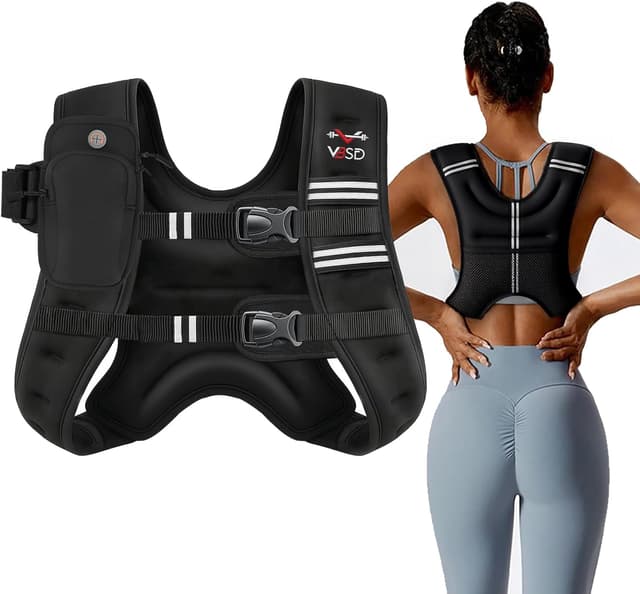 Detalle de VBSD Weighted Vest for Women (6lb–30lb) with Adjustable Fit, Reflective Straps & Storage Pockets