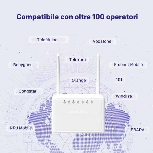 Detalle 2 de STRONG Router WiFi N300 con SIM 4G LTE Cat4 (porte WAN/LAN 100 Mbps) e supporto fino a 32 dispositivi