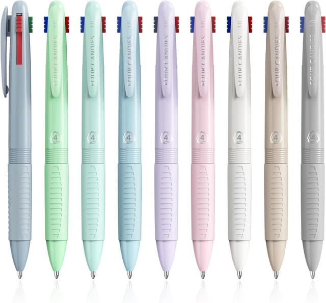 Detalle de Four Candies 4-in-1 Farbstifte (9er-Pack) mit 1,0-mm-Spitze – 4 Farben in einem Stift