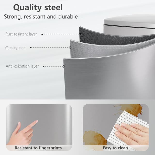 Thumbnail 2 de Vidacharmy Cubo de Basura Cocina 50L 🗑️ Acero Inoxidable Antihuella