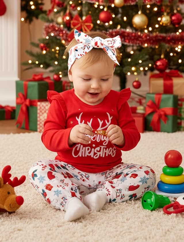 Detalle de Lot PatPat pour bébé fille (0-18 mois) en coton : ensemble 3 pièces barboteuse à volants, short Coccinelle et bandeau