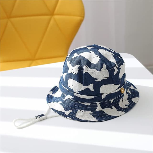 Detalle de Malaxlx kids bucket sun hat (50+ UPF) with adjustable chin strap and cute cartoon print
