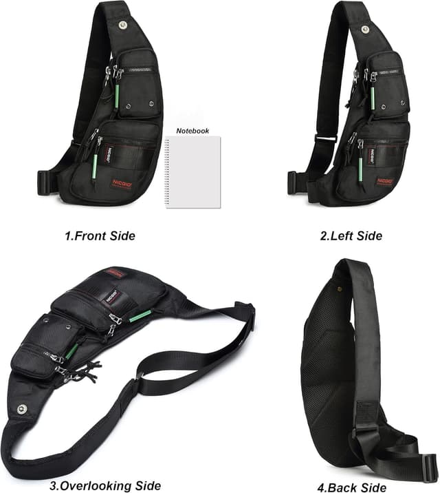 Detalle 2 de Nicgid Sling Bag Chest Shoulder Backpack – nylon crossbody/fanny pack for everyday carry