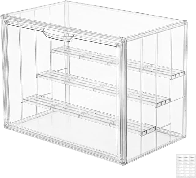 Detalle de Clear Acrylic Display Case Upgrade (4-Tier) with 3 Movable Dividers and Magnetic Door