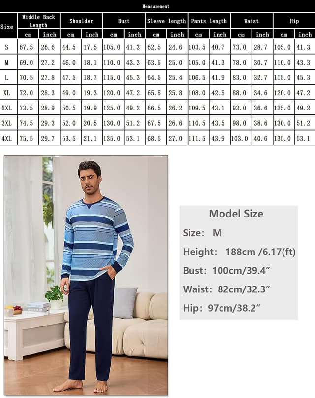 Thumbnail 5 de Bresdk Pigiama Uomo Invernale Cotone Lungo S-3XL