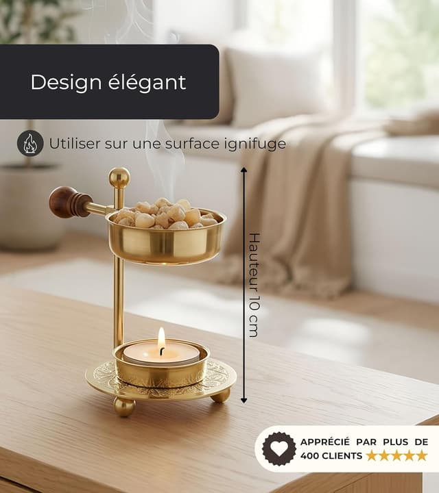 Thumbnail 6 de Incensera Brûleur d'encens réglable en hauteur Doré