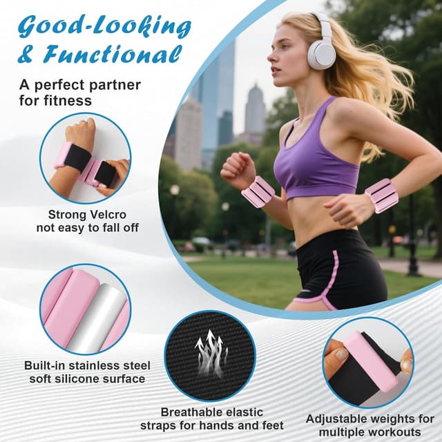 Thumbnail 2 de BUCOMTU 2 pezzi pesi da polso e caviglia 900 g