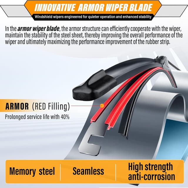 Thumbnail 5 de AUTOBOO 26" + 17" windshield wiper set 12" rear