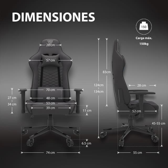 Detalle 2 de SENSE7 Spellcaster Silla gaming ergonómica con soporte lumbar