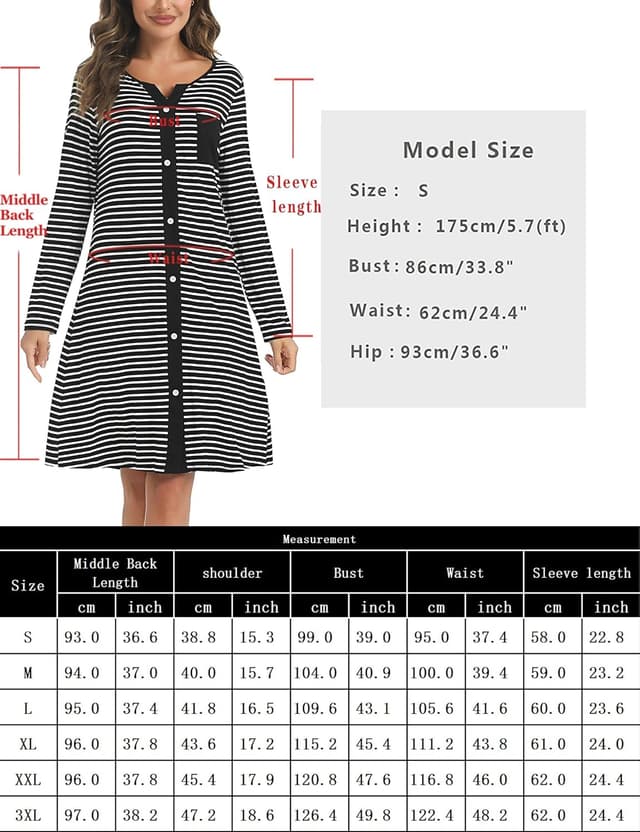 Thumbnail 5 de Marvmys Nachthemd Damen Baumwolle Schlafshirt