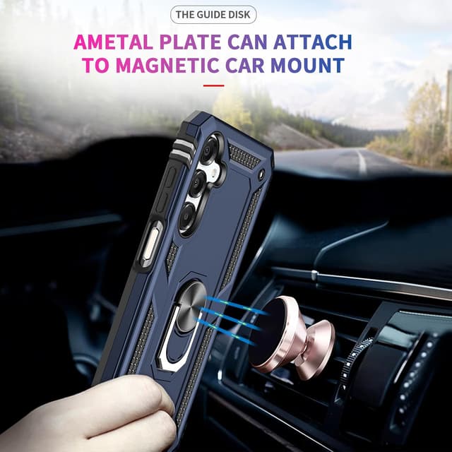 Detalle de LeYi Samsung Galaxy A16 4G/5G Case with Ring Holder & Dual Protection (Blue)