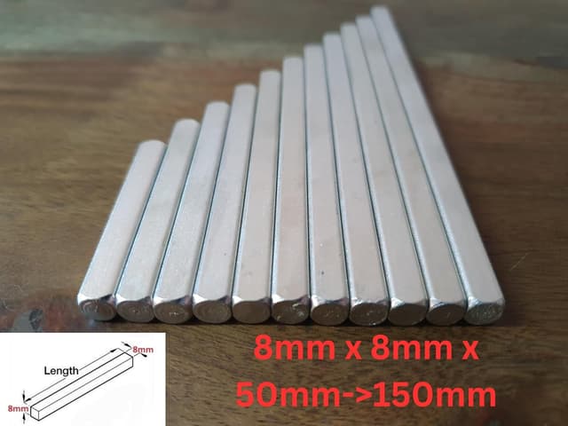 Thumbnail 1 de 8mm Solid Steel Spindle Bar 50–150mm
