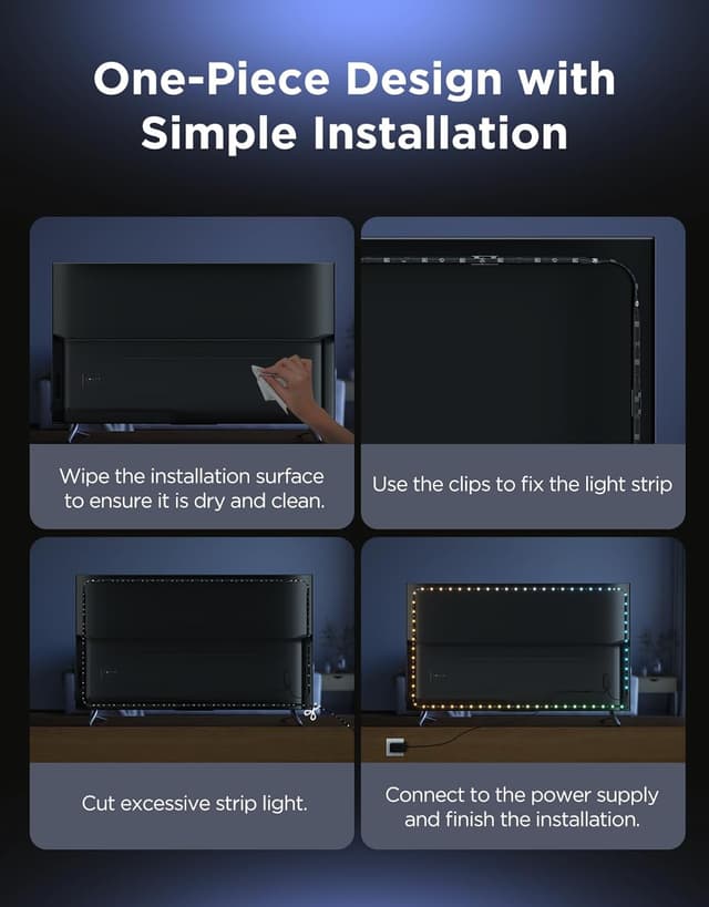 Thumbnail 6 de Govee TV LED Backlight 2 cuttable to fit (RGBWIC) for 32–70 inch TVs with Matter, music sync and app control