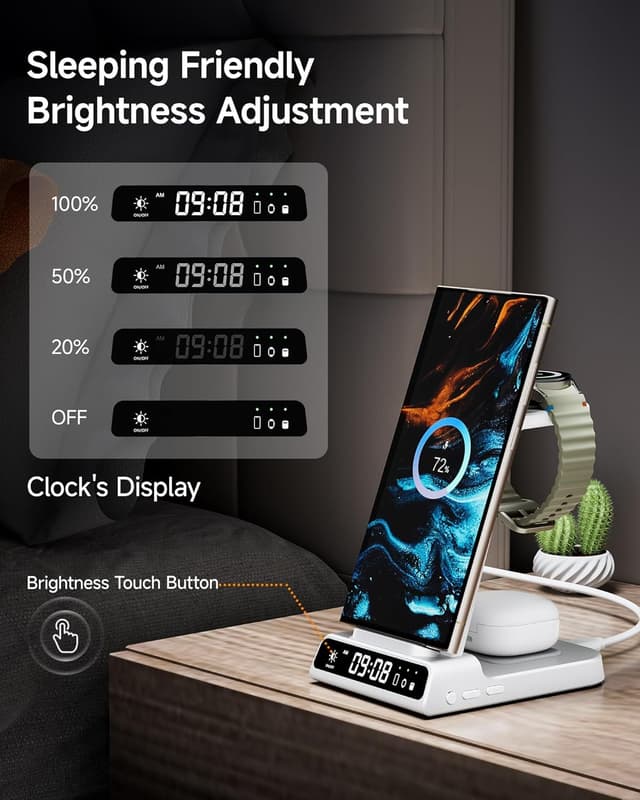 Detalle de leQuiven Chargeur Induction 3 en 1 pour Galaxy