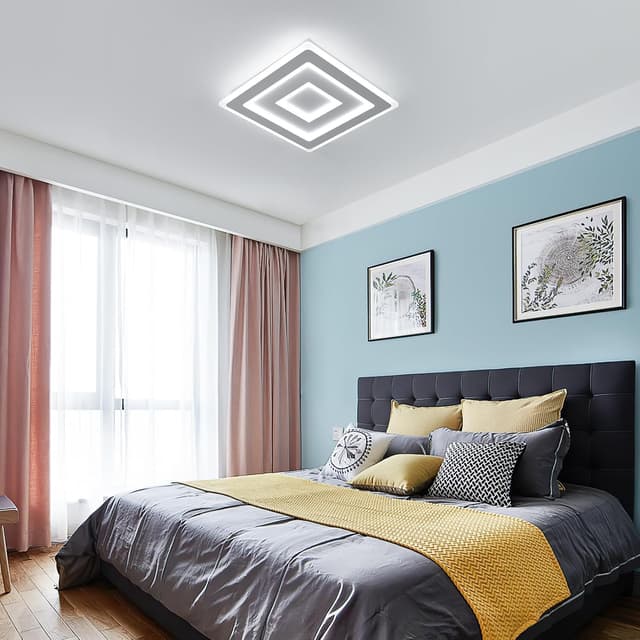 Detalle de Comely plafonnier LED carré moderne 52W (40 x 40 cm) 6500K – luminaire plafond design en acrylique