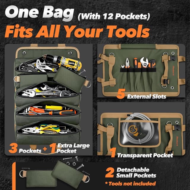 Thumbnail 2 de Hinshark Roll-Up Tool Bag 12 pockets