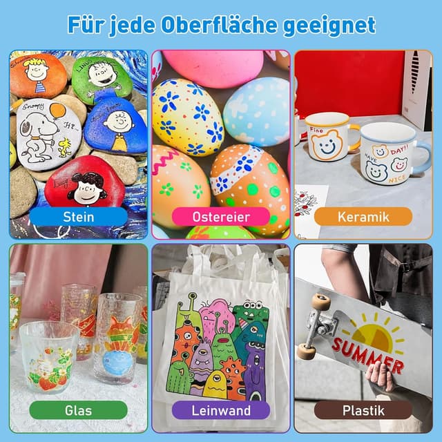 Detalle 2 de TEVILIK 36 Acrylstifte für Steine – wasserfeste Doppelspitze (1–5 mm)