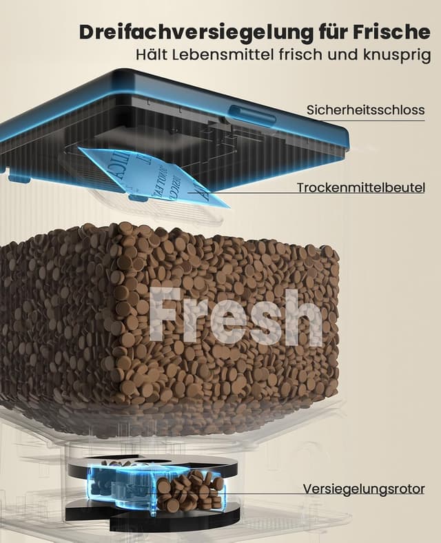 Detalle de Oneisall 5L Futterautomat Katze 2 Näpfe 5G/2.4G WiFi