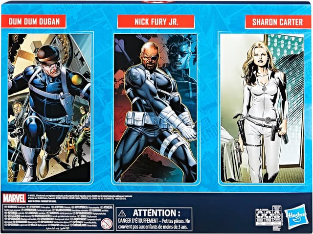Detalle de Hasbro Marvel Legends S.H.I.E.L.D. Action-Figuren-Set mit Nick Fury Jr., Sharon Carter und Dum Dum Dugan