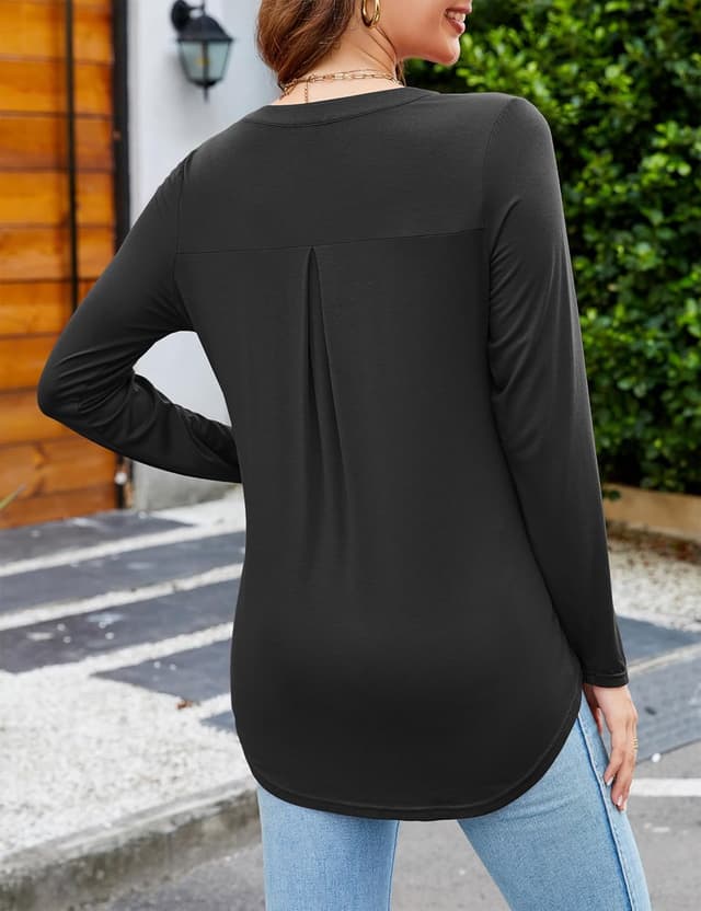 Thumbnail 3 de Beluring Damen T-Shirt V-Ausschnitt Plissee Top