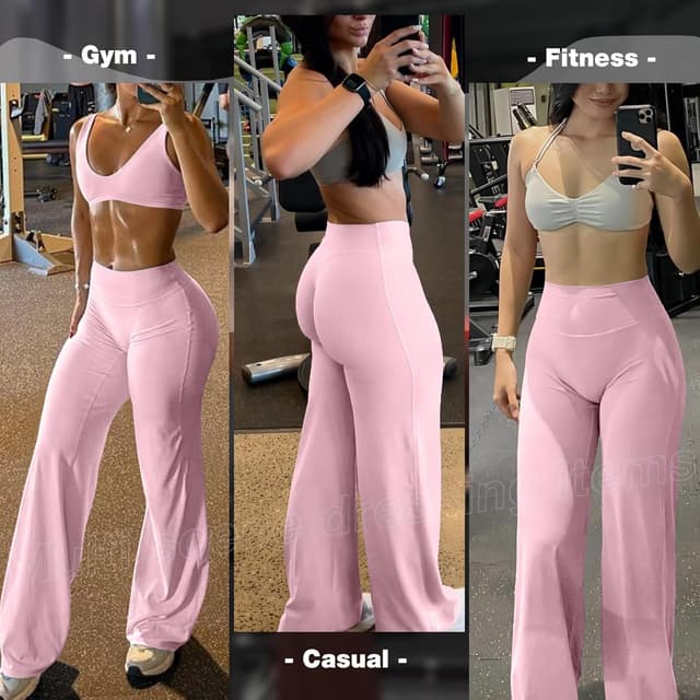 Detalle 2 de JGS1996 Wide Leg Yoga Pants (Straight-Leg Leggings) with High-Waist Compression