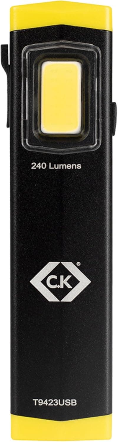 Detalle de C.K Tools CK T9423USB Mini Inspection Light (240 Lumen) – USB-C Rechargeable COB LED Clip Lamp