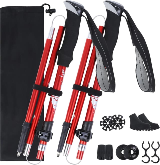 Detalle de VINATO Bastones de Senderismo Plegables 2 Unidades