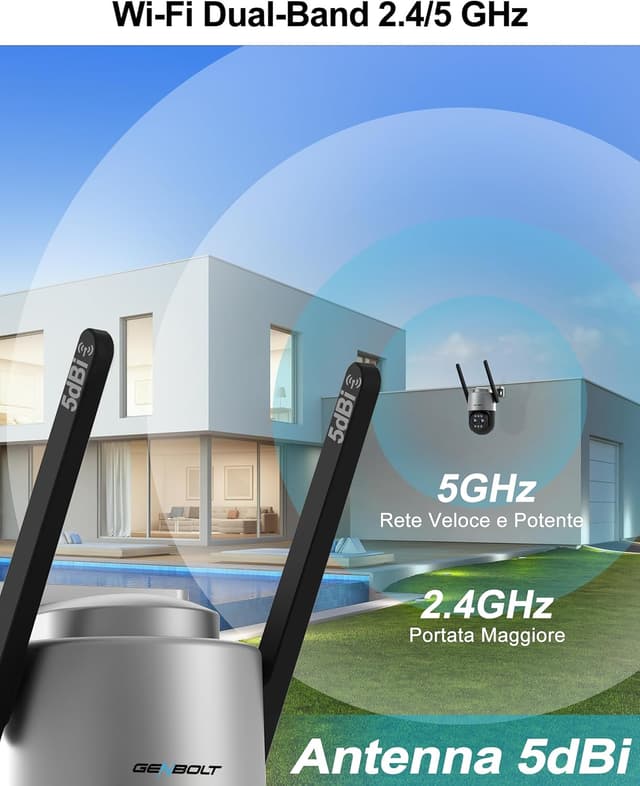 Detalle 2 de GENBOLT 2.5K PTZ WiFi esterna con PoE