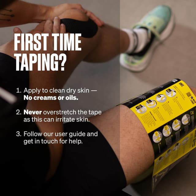 Detalle 2 de SPORTTAPE Original K Kinesiology Tape 5cm x 5m (Black) – Hypoallergenic, waterproof athletic tape for joints & muscle support