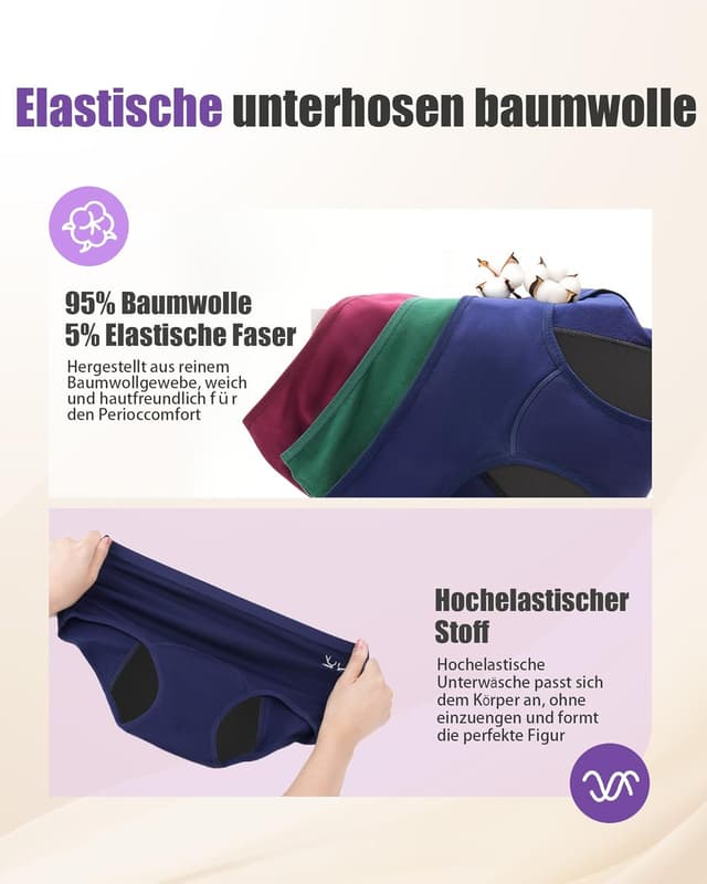 Detalle de TANSTC Periodenunterwäsche 3er Pack 60 ml 🩲