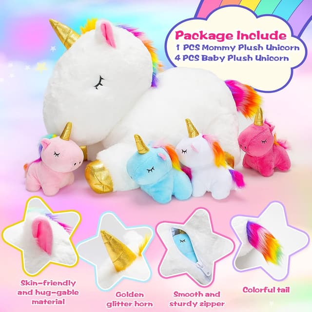 Thumbnail 2 de KMUYSL Unicorn Mommy Plush Set 4 Baby Unicorns