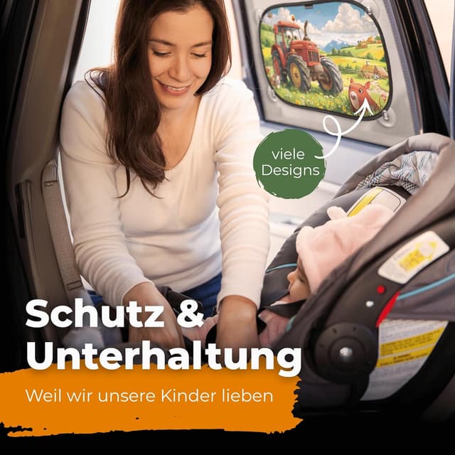 Detalle de CARAMAZ Sonnenschutz Auto Baby Opti-Dark „GSM100+“ mit UV-Schutz, Reach-zertifiziert – 2er Set mit Saugnapf (51×31 cm)