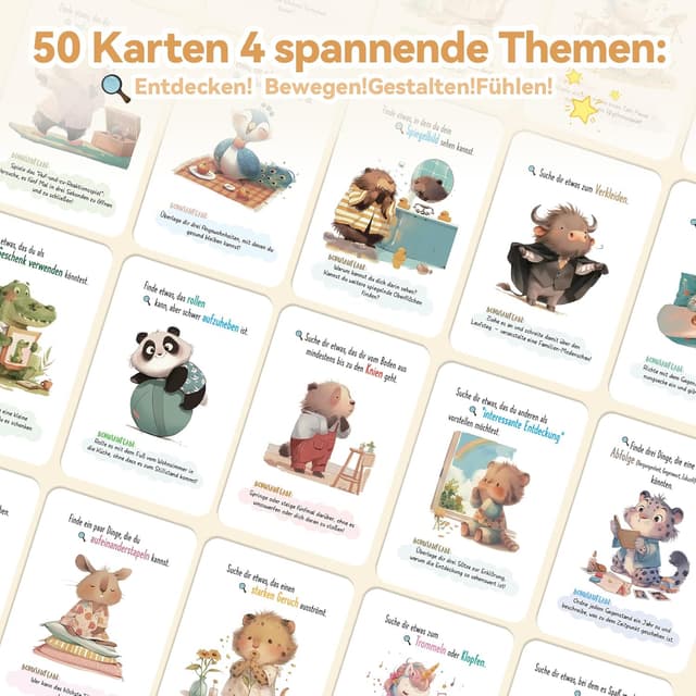 Detalle 2 de 50 Entdeckerkarten für Kinder – Indoor-Suchspiel für zu Hause und bei Regen