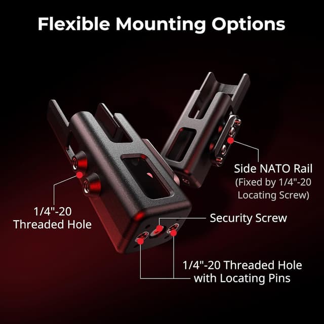 Detalle de SMALLRIG Adaptateur d’extension pour DJI Osmo Pocket 3 — demi-cage avec filetage 1/4”-20 et support rails OTAN