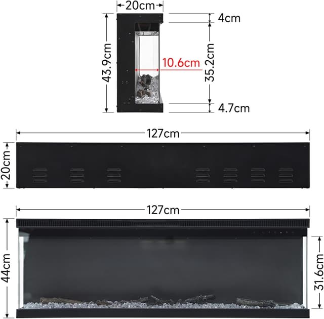 Thumbnail 4 de INMOZATA Electric Fire 50inch Recessed/Freestanding LED Flame Effect